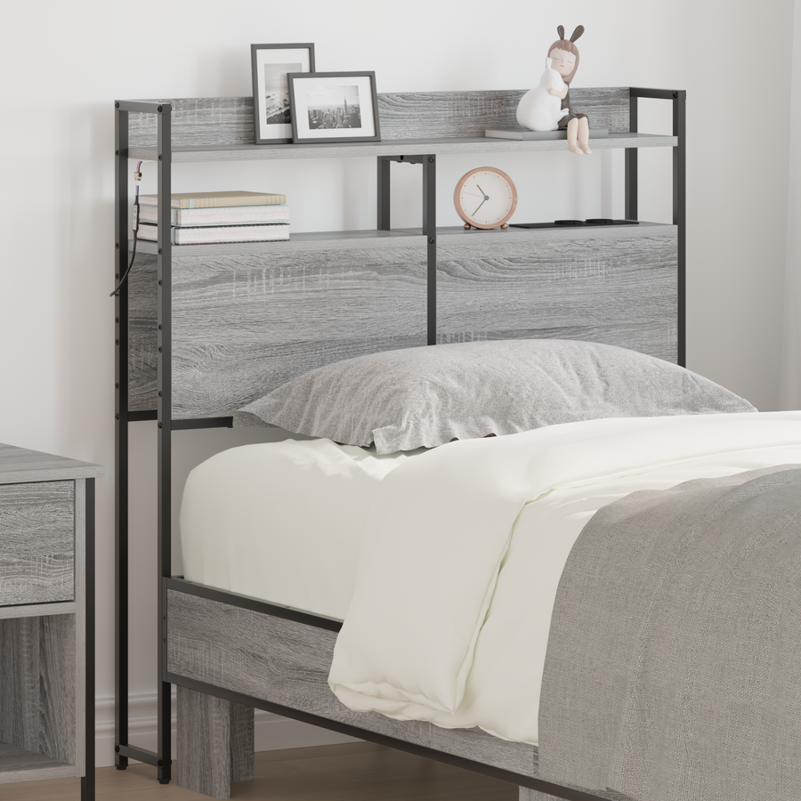 Opberghoofdbord Grijs sonoma 80 cm Bewerkt hout