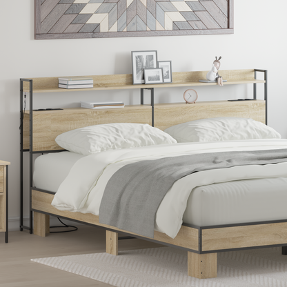Opberghoofdbord Sonoma eiken 200 cm Bewerkt hout