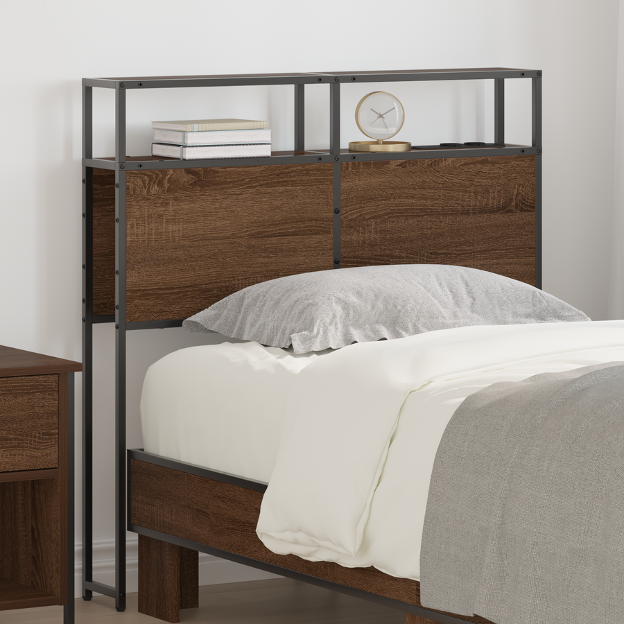 Opberghoofdbord bruin eikenkleur 90 cm Bewerkt hout