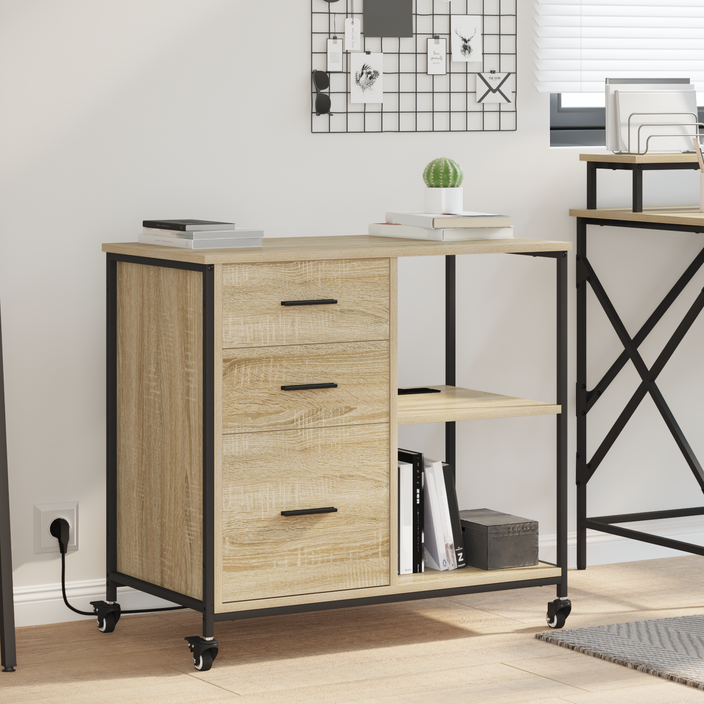Kantoor kast met wiel Sonoma eiken 76 x 41 x 72 cm Bewerkt hout