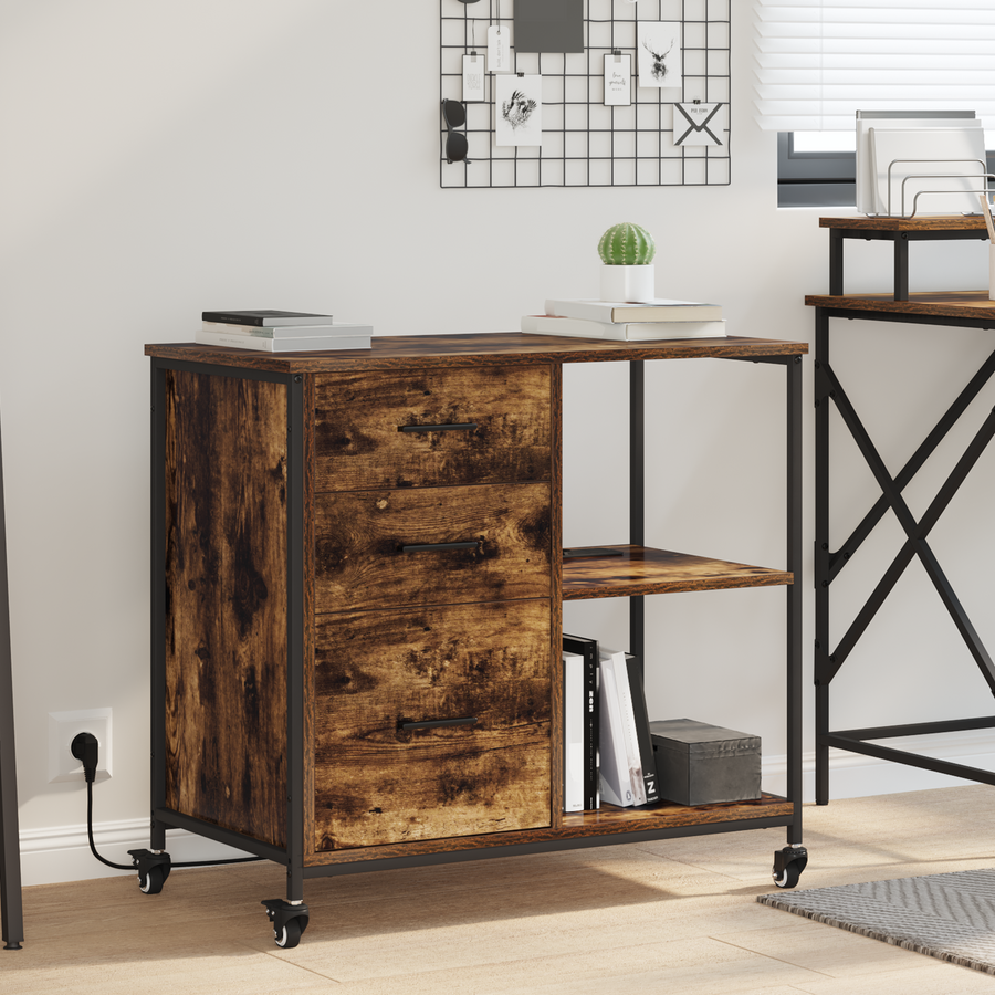 Kantoor kast Gerookt eiken 76 x 41 x 72 cm Bewerkt hout