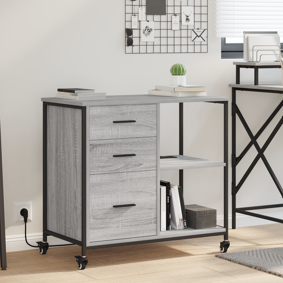 Kantoor kast met wiel Grijs sonoma 76 x 41 x 72 cm Bewerkt hout