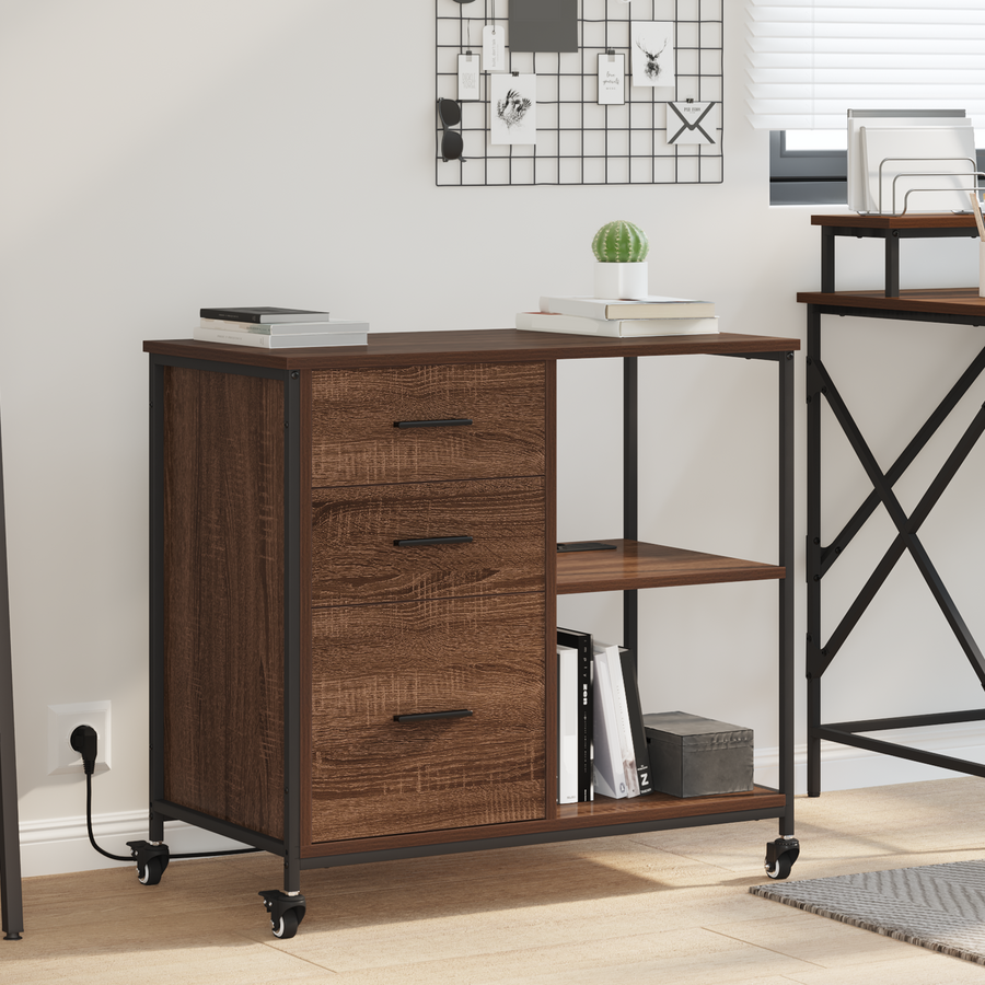 Kantoor kast bruin eikenkleur 76 x 41 x 72 cm Bewerkt hout