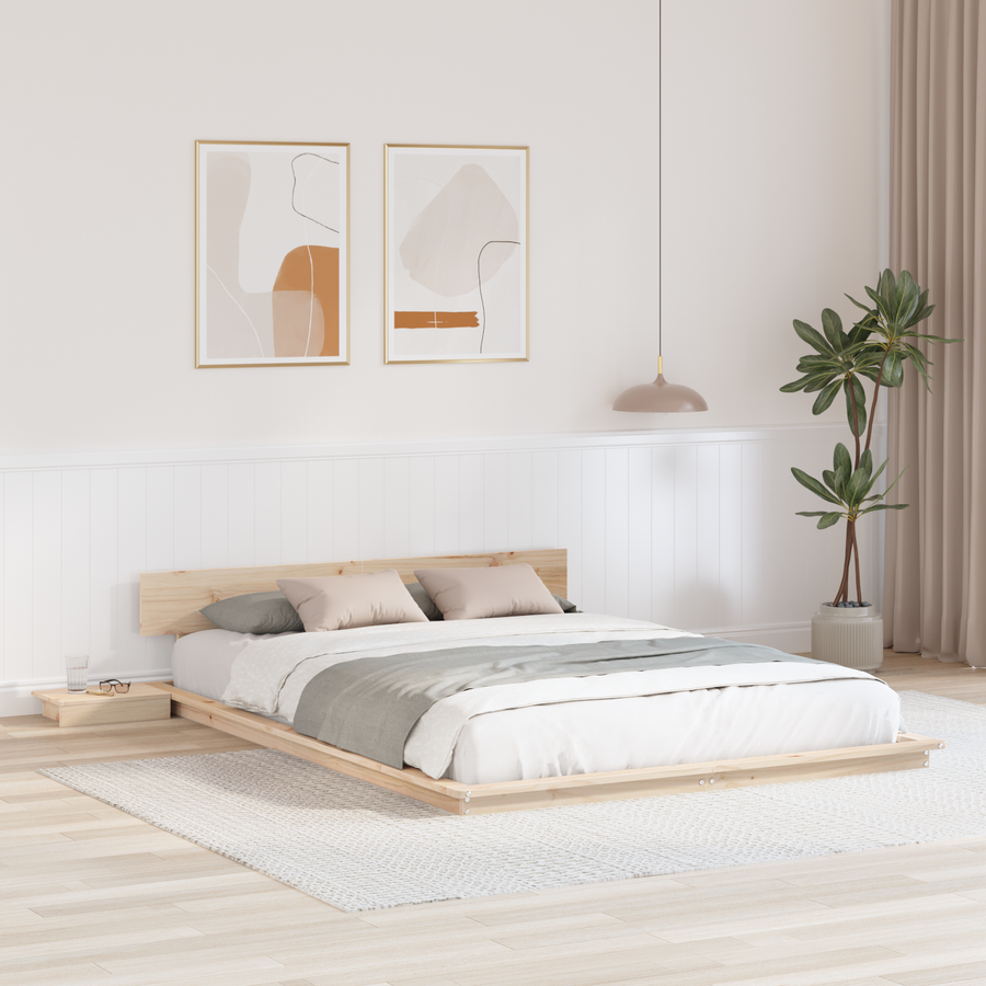Ligbedframe met Nachtkastjes 150x200cm Massief Hout
