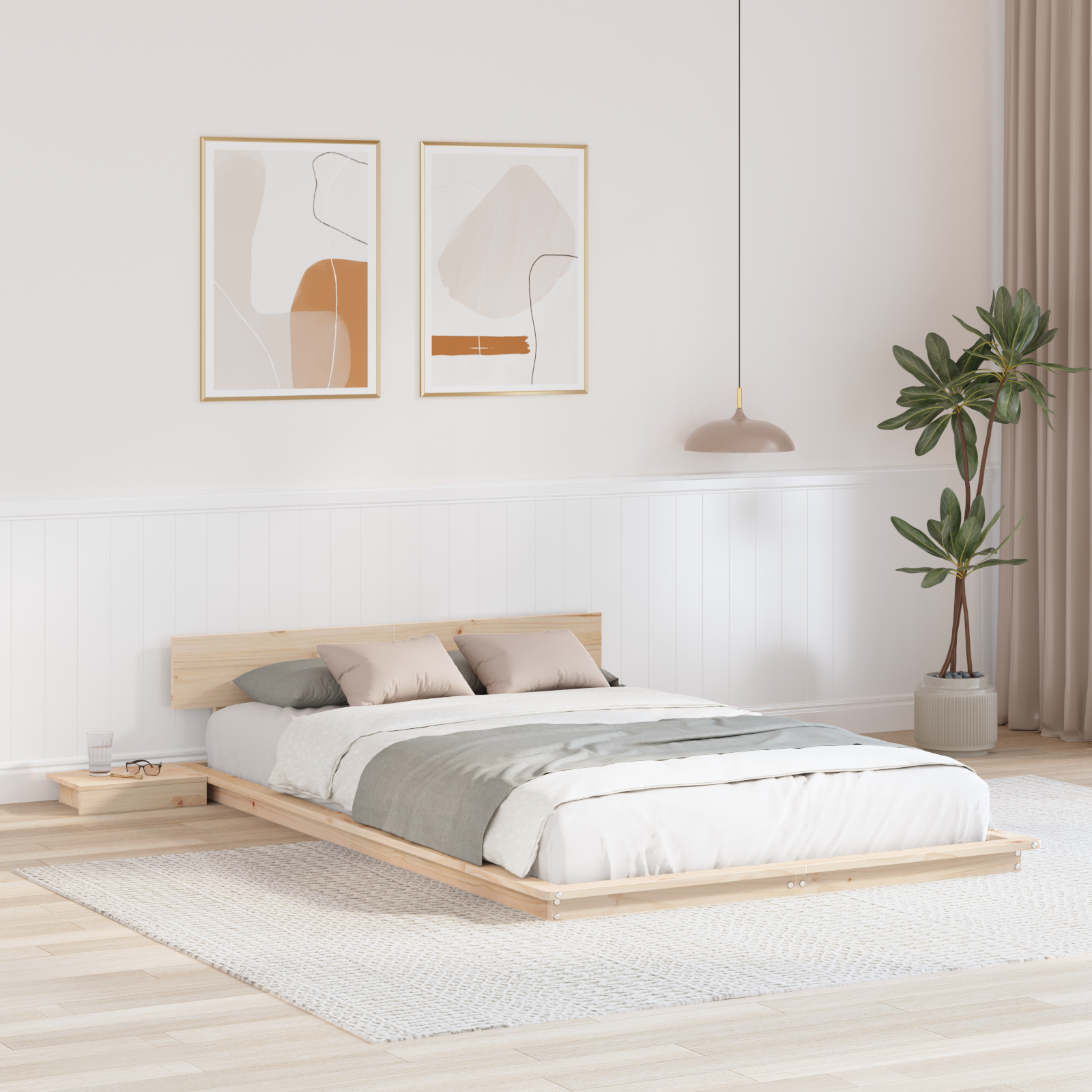 Bedframe met bijzettafels 135x190cm Massief hout