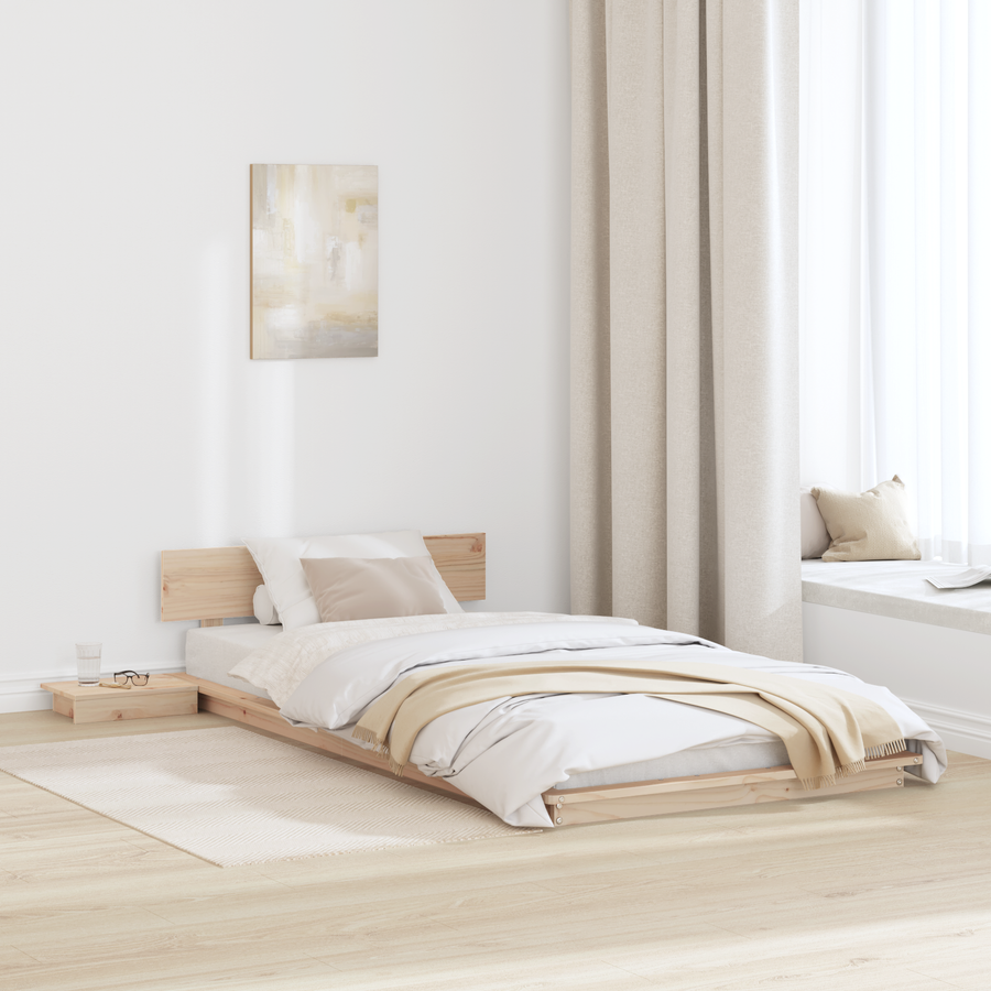 Bedframe met Nachtkastjes 80x200cm Uit Massief Hout