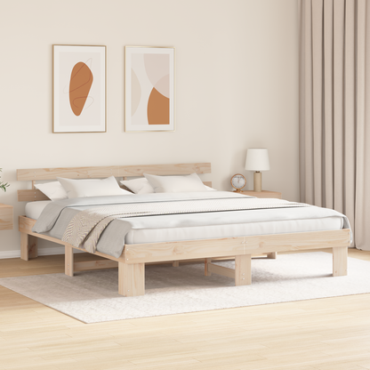 Bedframe met hoofdbord 200x200 cm van massief grenenhout