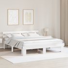 Bedframe 200x200 cm massief grenenhout wit