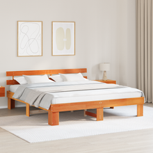 Bedframe met Hoofdeinde - Gewaxte Bruine 200x200 cm - Massief Grenenhout