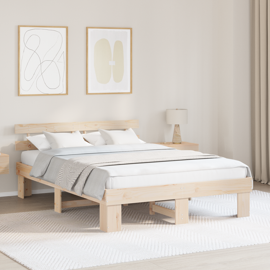 Bedframe met Hoofdeinde 160x200 cm van Massief Grenenhout