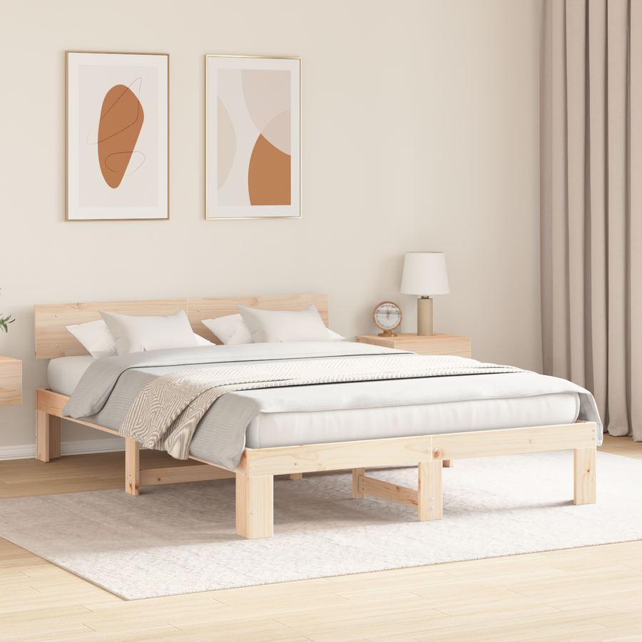 Bedframe met hoofdeinde 150x200 cm van massief grenenhout