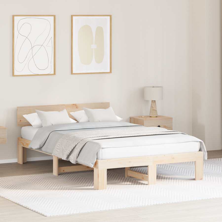 Bedframe met Hoofdbord 135x190 cm van Massief Grenenhout