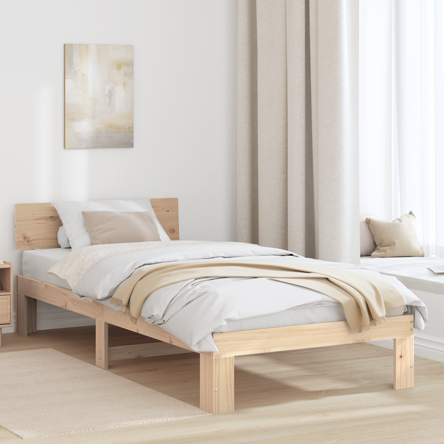 Bedframe met Hoofdeinde 90x190 cm van Massief Grenenhout