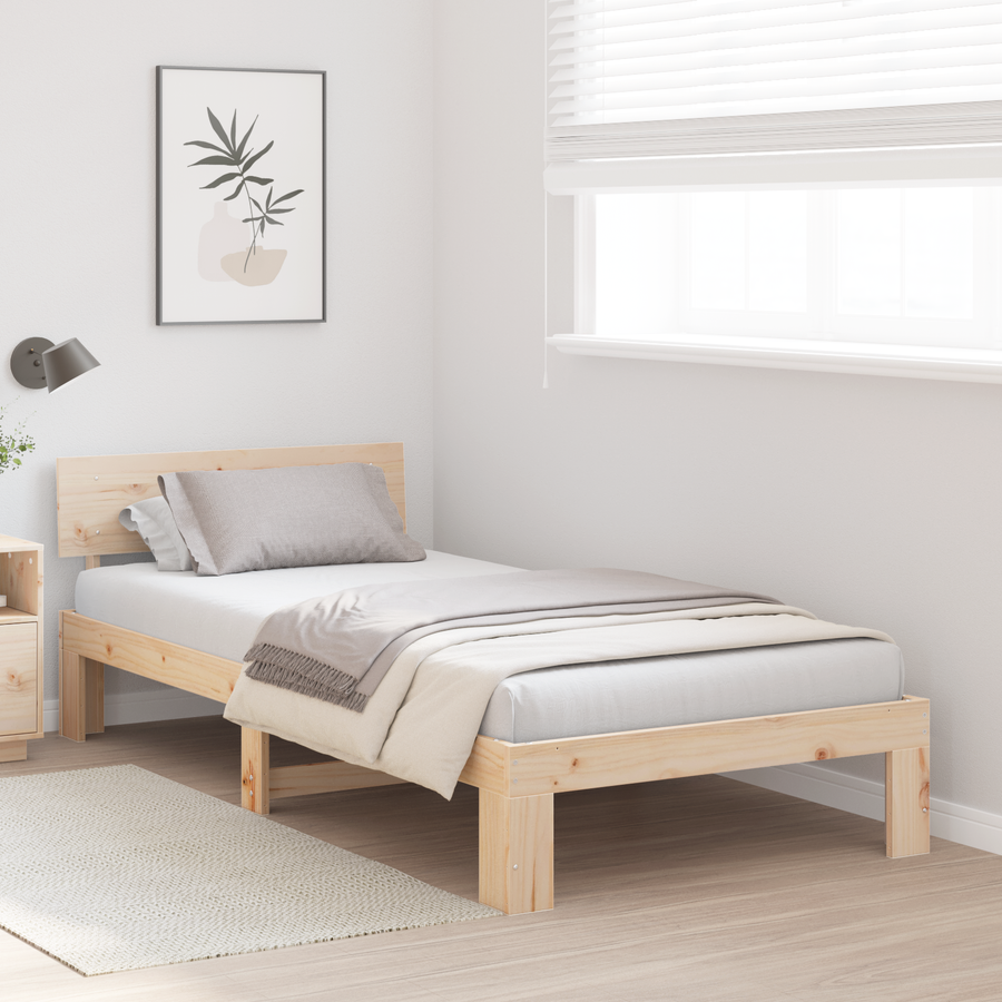 Bedframe met Hoofdeinde 90x190 cm van Massief Grenenhout