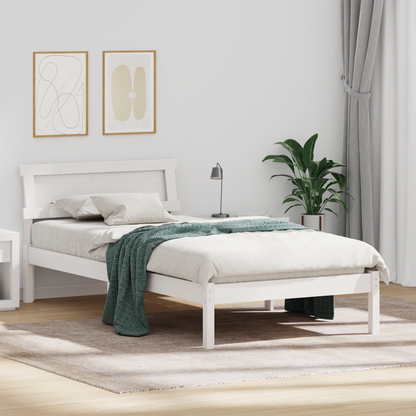 Bedframe met hoofdbord & LED Wit 90x200 cm Massief grenenhout