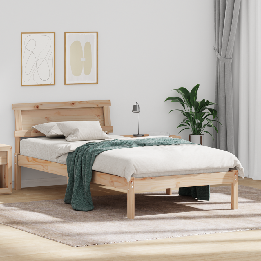Bedframe met Hoofdbord & LED 80x200 cm Massief Grenenhout