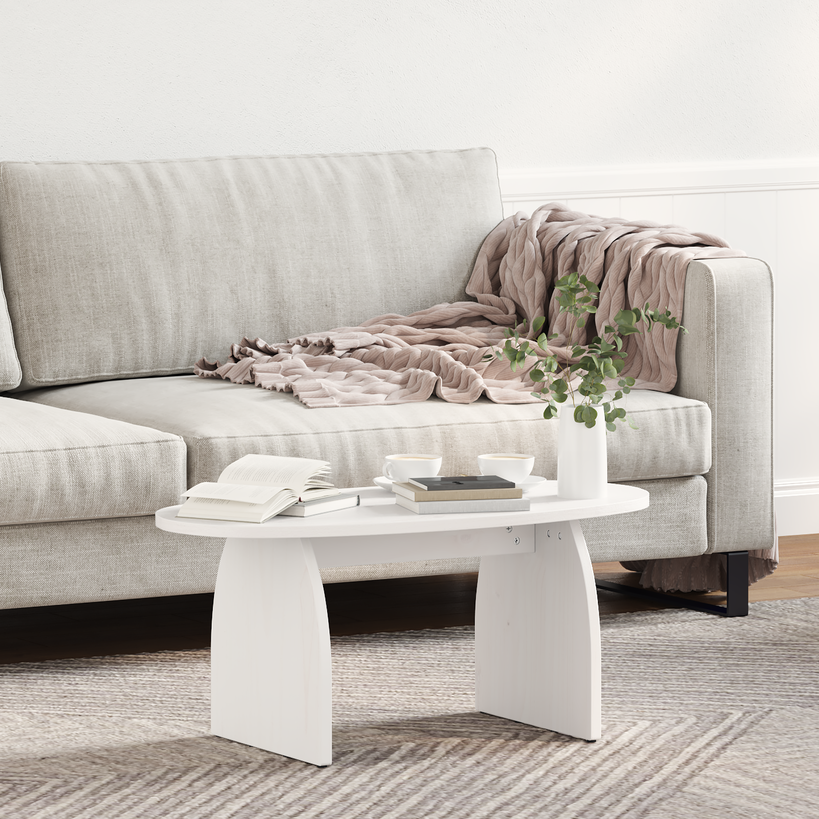 Salontafel Wit 80 x 40 x 35 cm Massief grenenhout