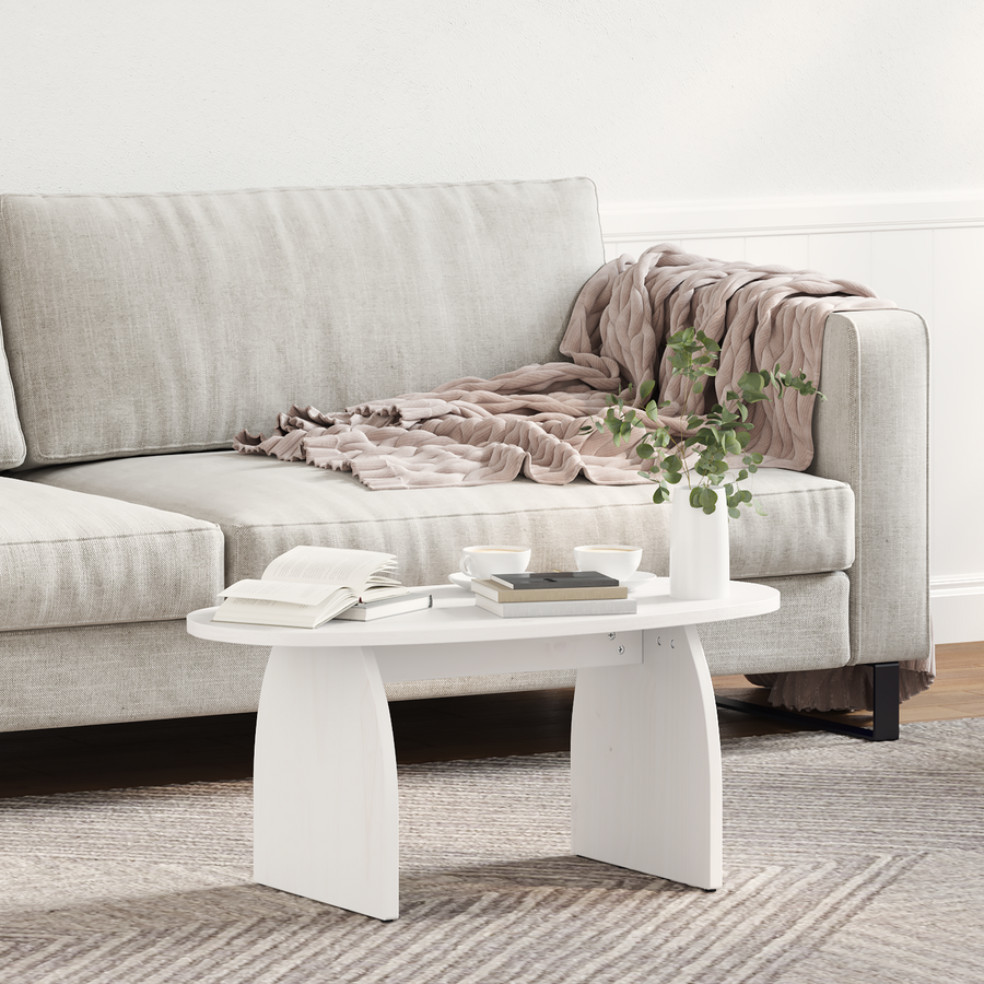 Salontafel Wit 80 x 40 x 35 cm Massief grenenhout