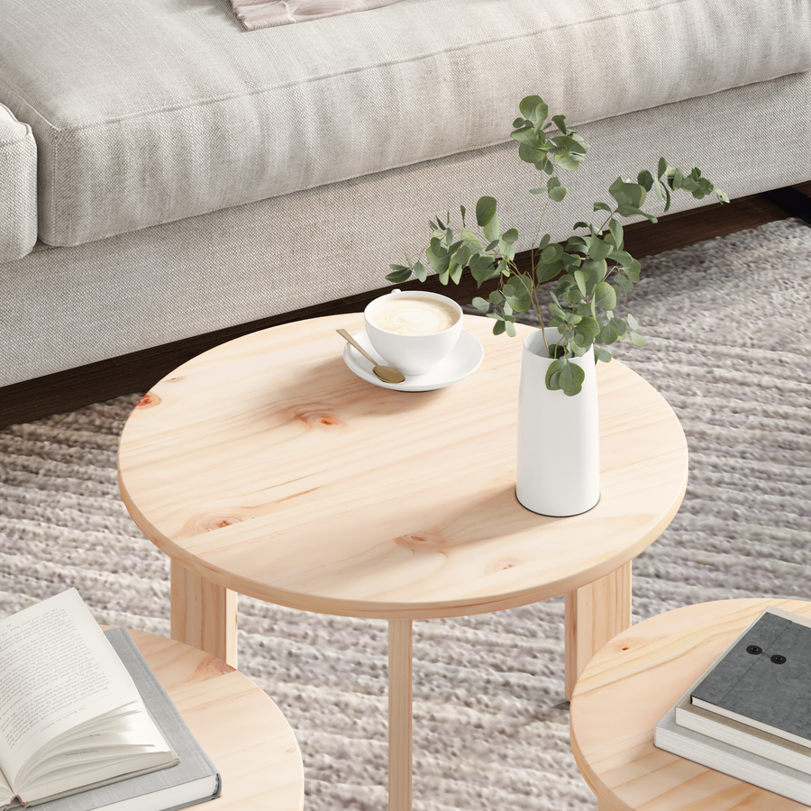 Salontafel 3 pcs Natuurlijk 47.5 x 47.5 x 27 cm