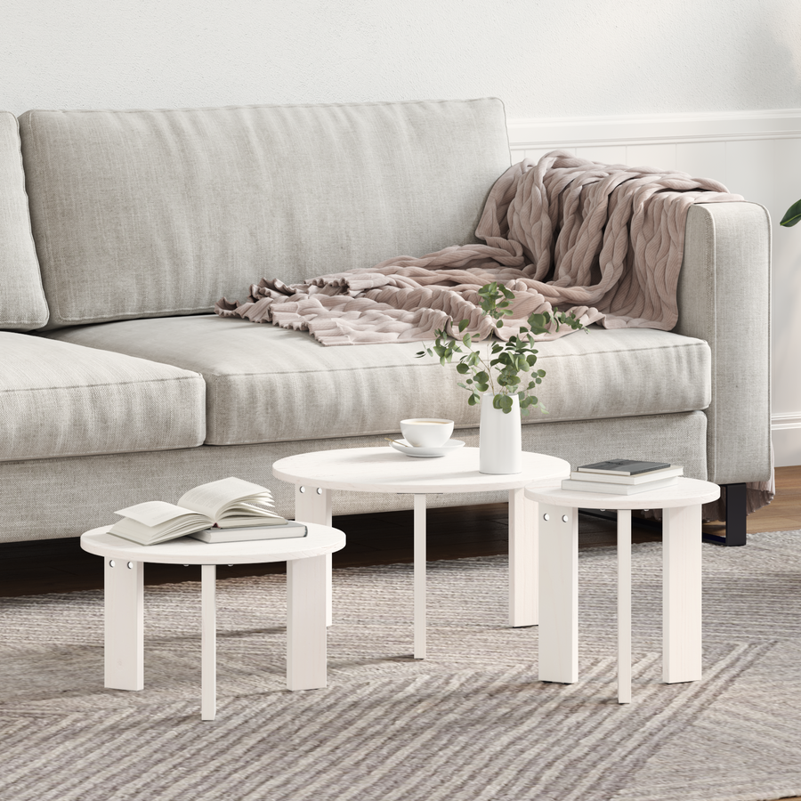Koffietafel Set 3 pcs Wit 47.5 x 47.5 x 27 cm