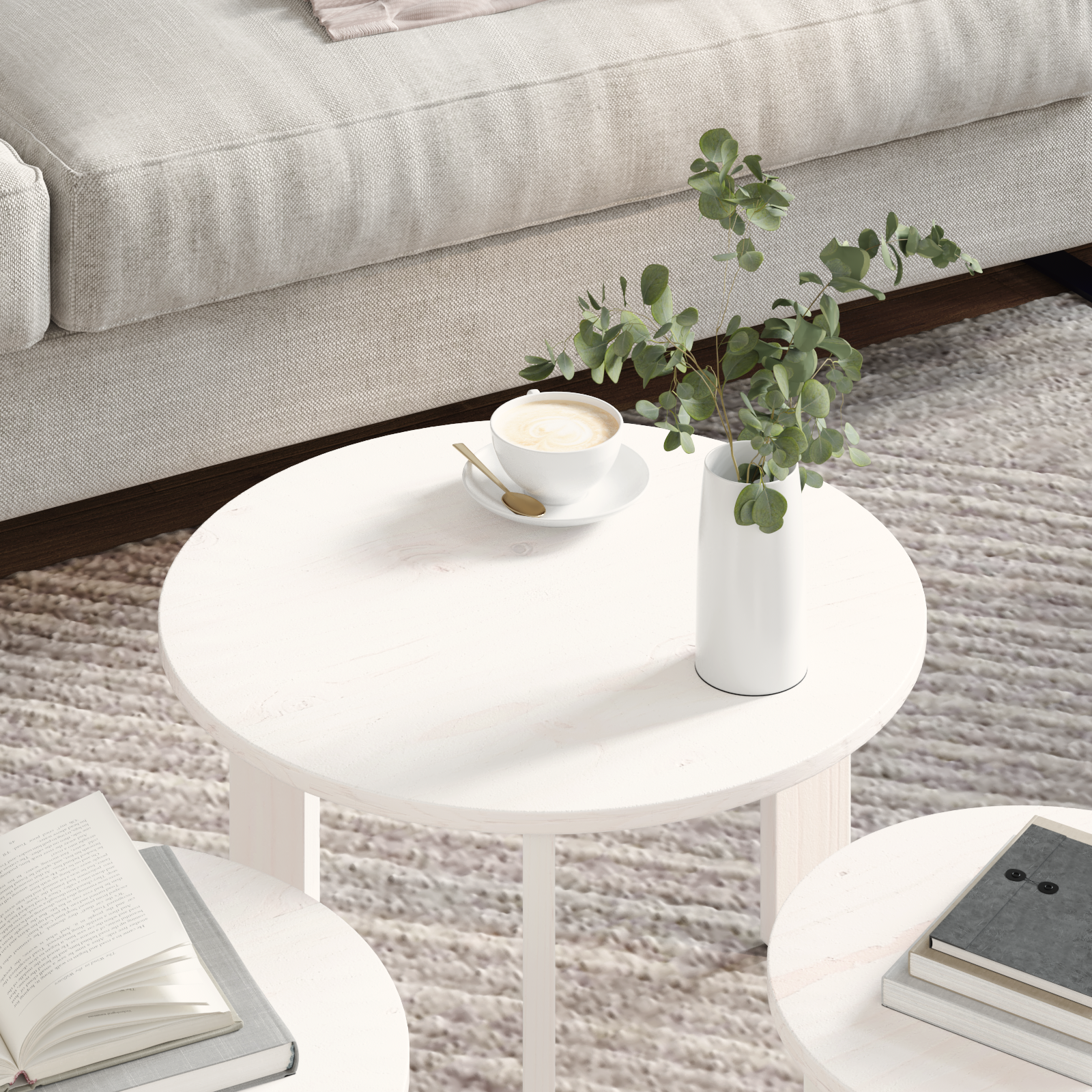 Koffietafel Set 3 pcs Wit 47.5 x 47.5 x 27 cm