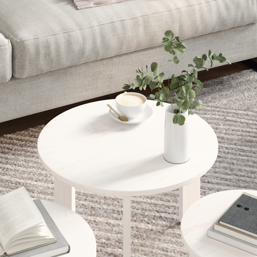Koffietafel Set 3 pcs Wit 47.5 x 47.5 x 27 cm