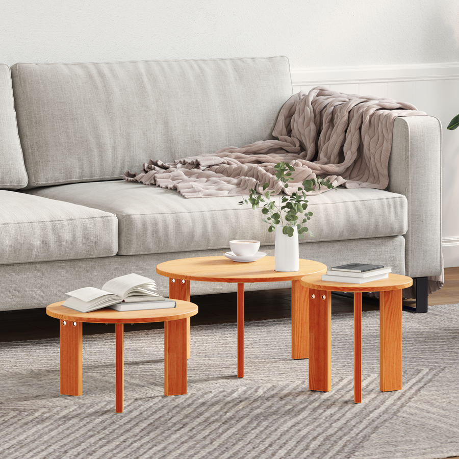 Koffietafel Set 3 pcs Wasbruin 47.5 x 47.5 x 27 cm