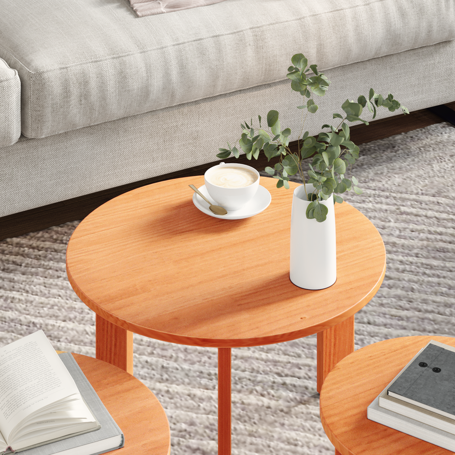 Koffietafel Set 3 pcs Wasbruin 47.5 x 47.5 x 27 cm