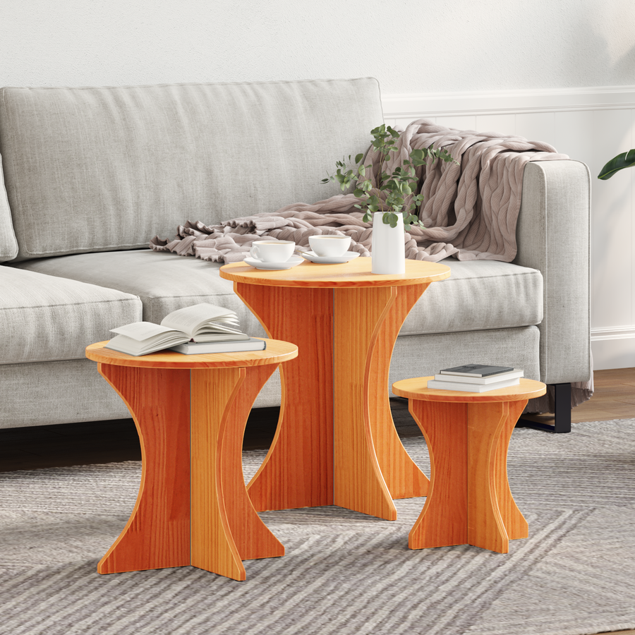 Koffietafel Set 3 pcs Wasbruin 46 x 46 x 47 cm