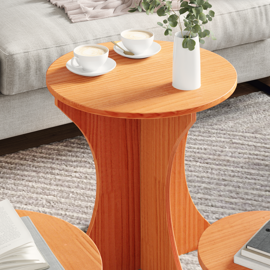 Koffietafel Set 3 pcs Wasbruin 46 x 46 x 47 cm