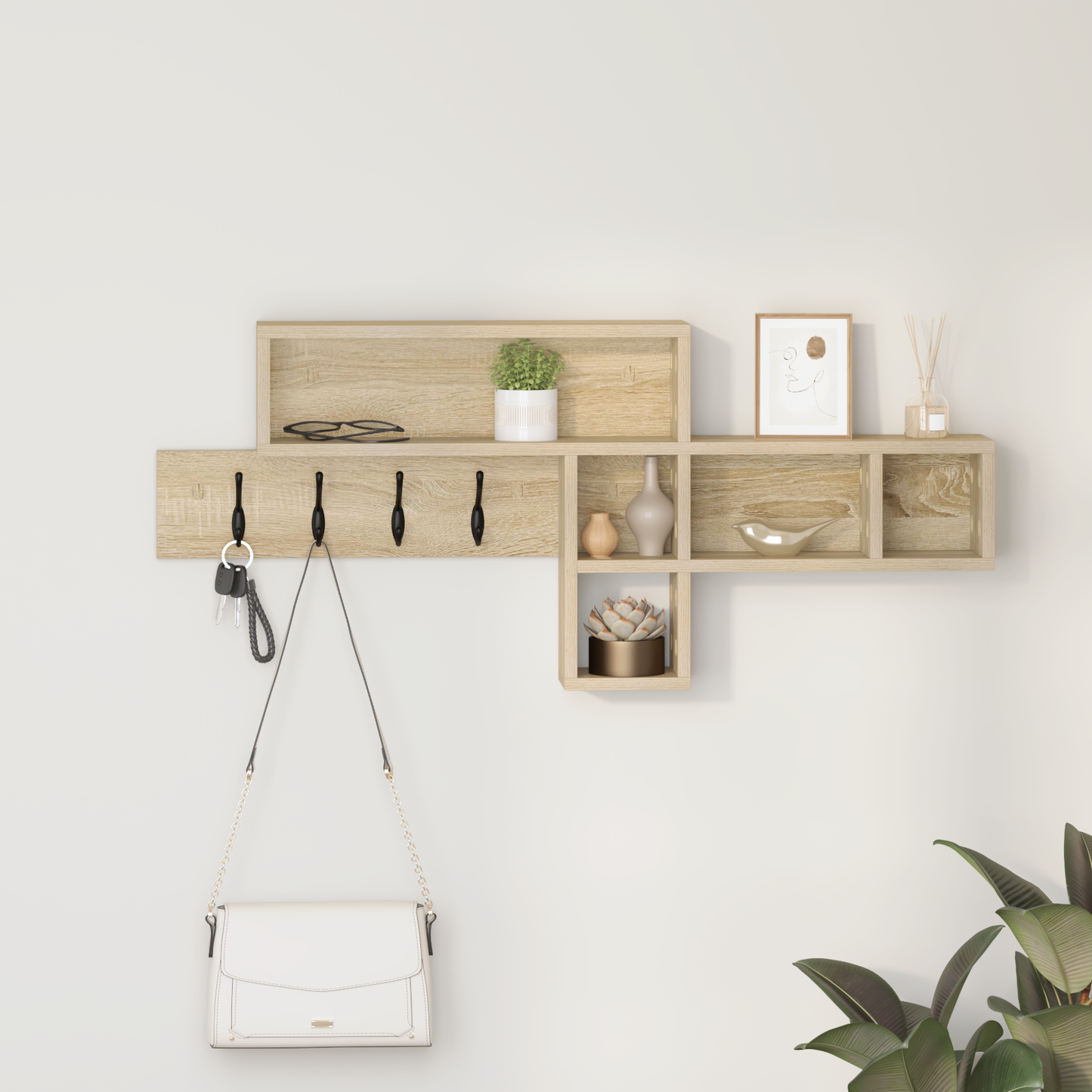Wandgemonteerde kapstok Sonoma eiken 100 x 12 x 43.5 cm