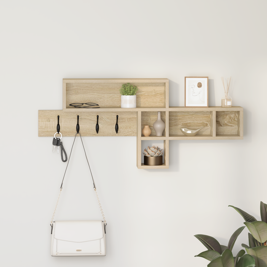 Wandgemonteerde kapstok Sonoma eiken 100 x 12 x 43.5 cm