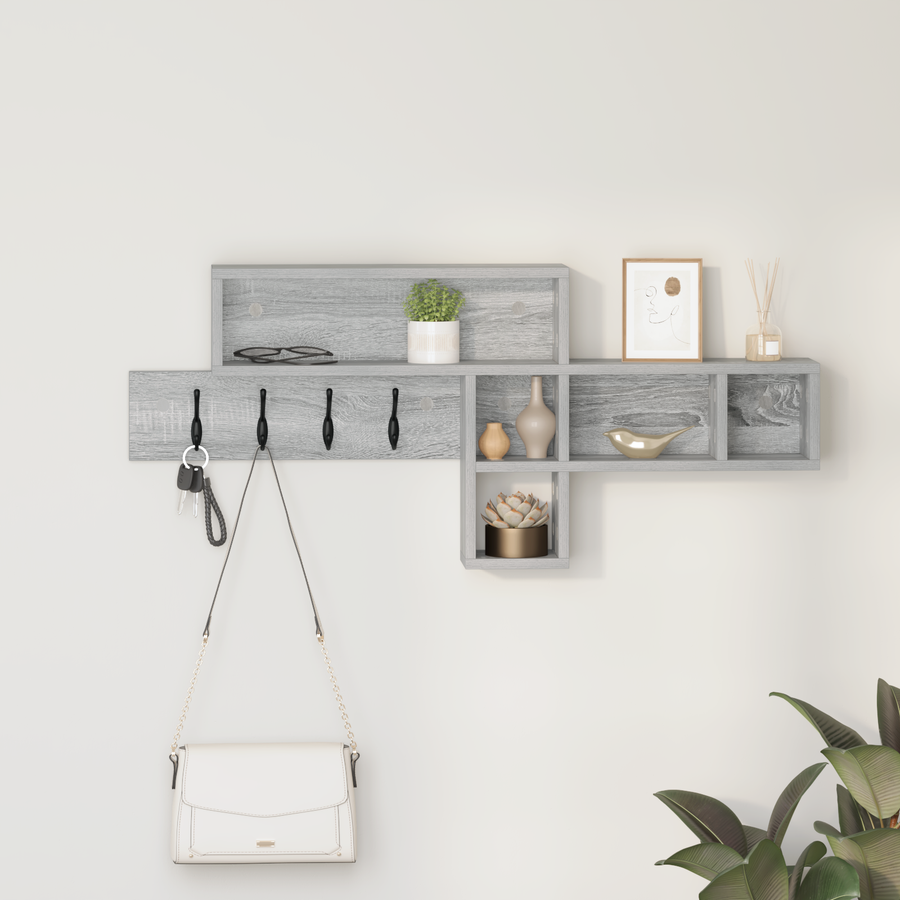 Wandgemonteerde kapstok Grijs sonoma 100 x 12 x 43.5 cm