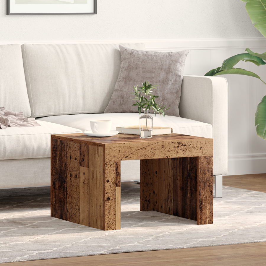Salontafel Oud hout 50 x 50 x 35 cm Bewerkt hout