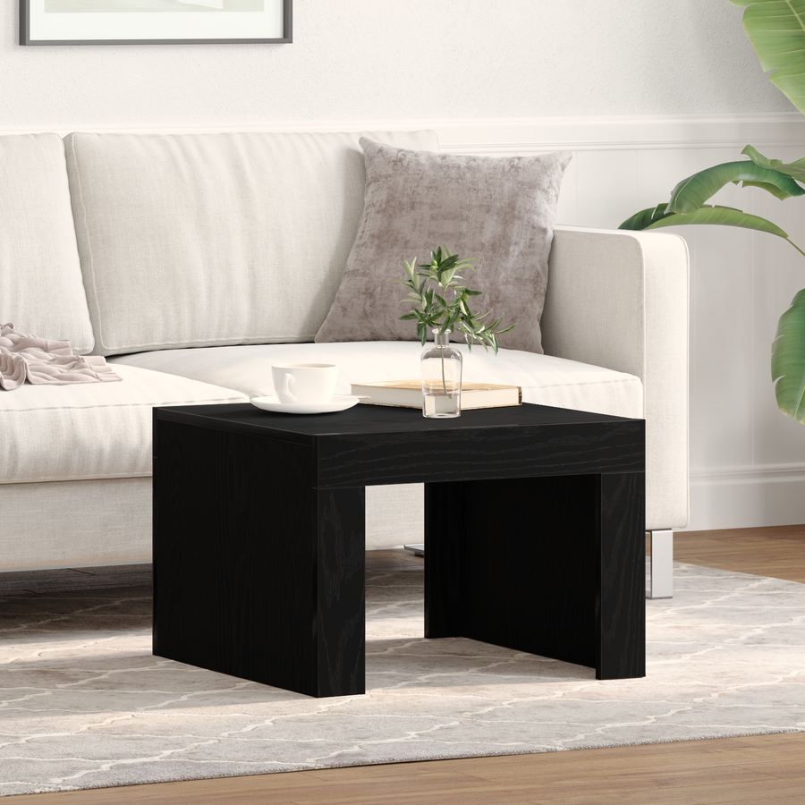 Salontafel Zwart eiken 50 x 50 x 35 cm Bewerkt hout