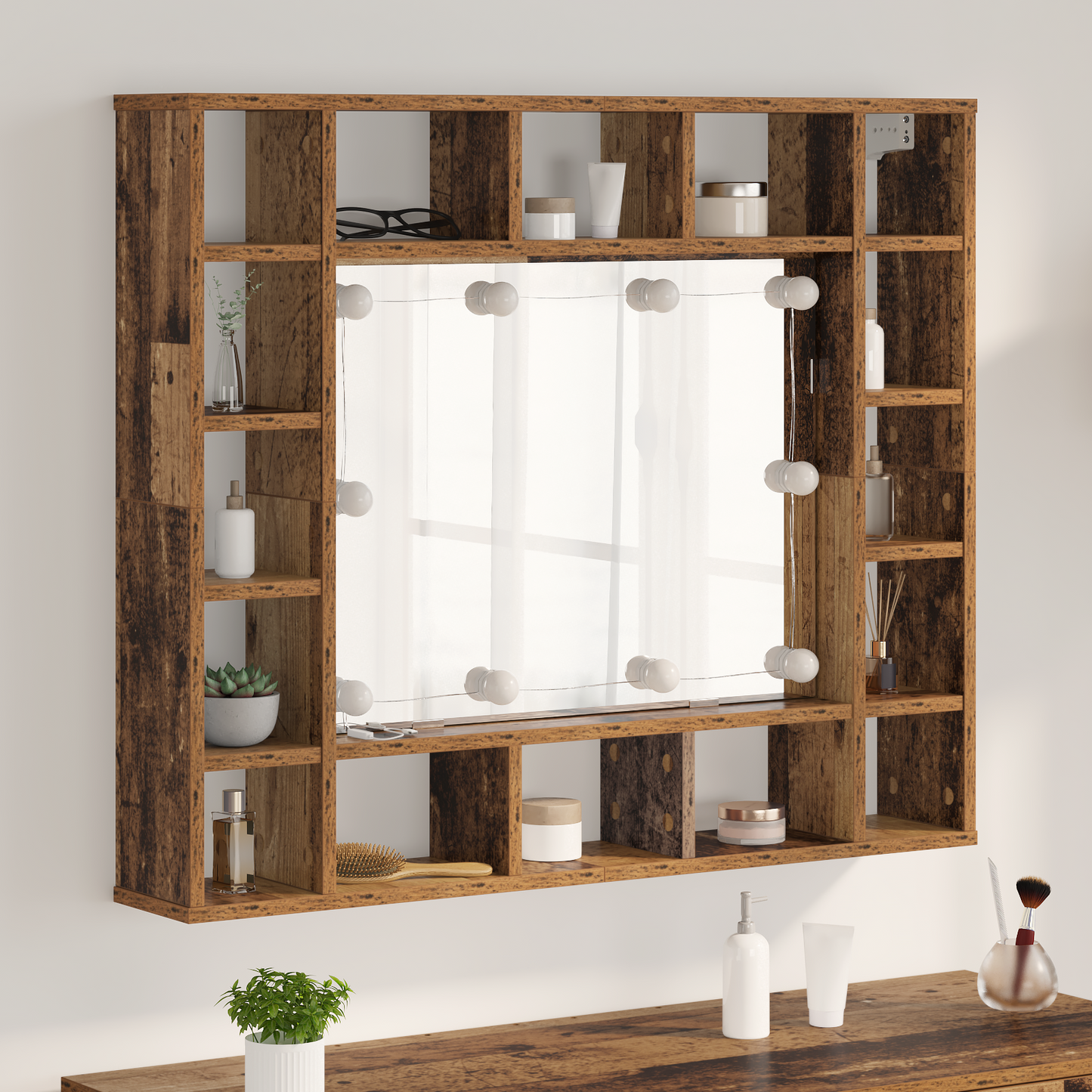 Spiegelkast Oud hout 91 x 15 x 76.5 cm Bewerkt hout