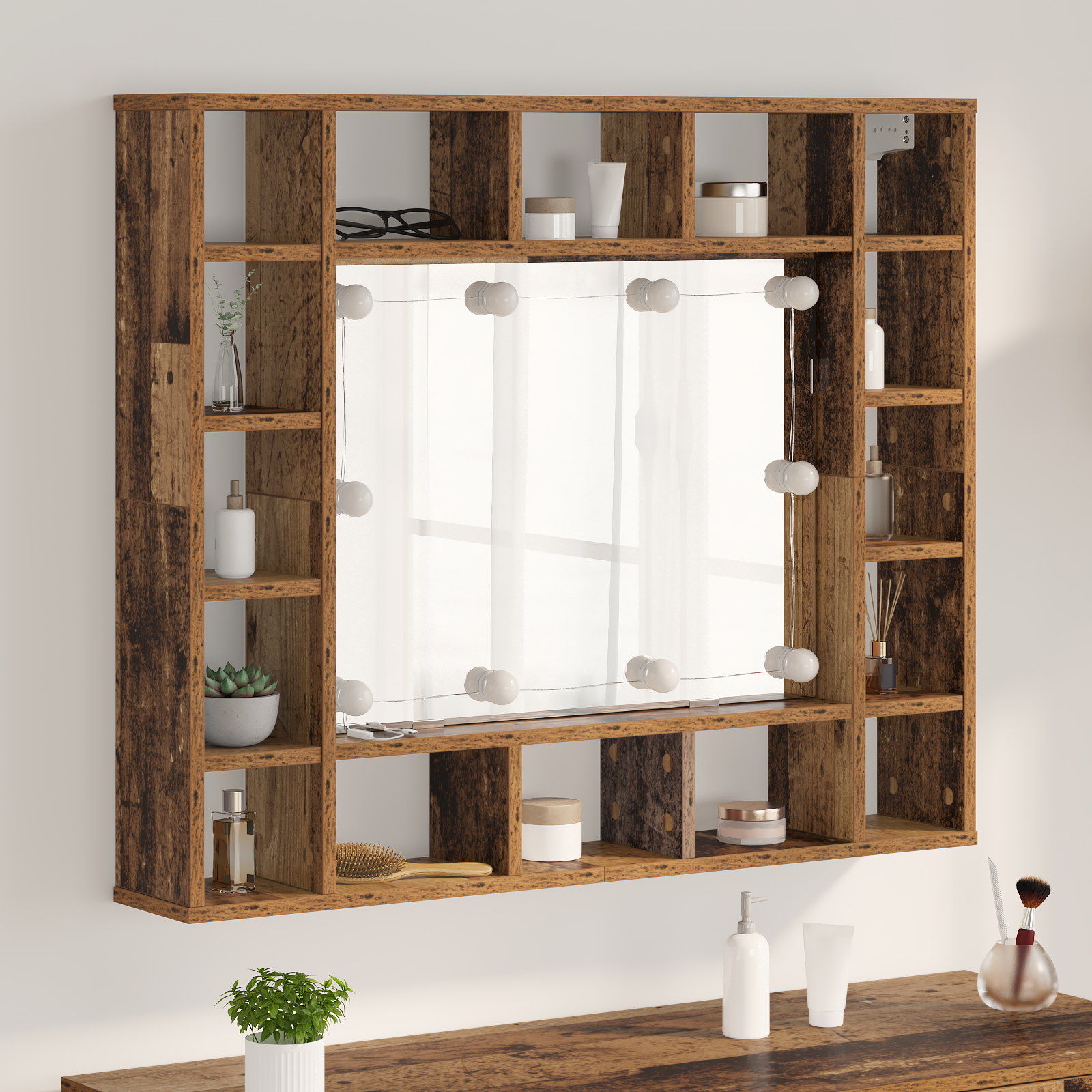 Spiegelkast Oud hout 91 x 15 x 76.5 cm Bewerkt hout