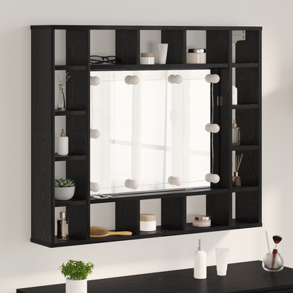 Spiegelkast Zwart eiken 91 x 15 x 76.5 cm Bewerkt hout