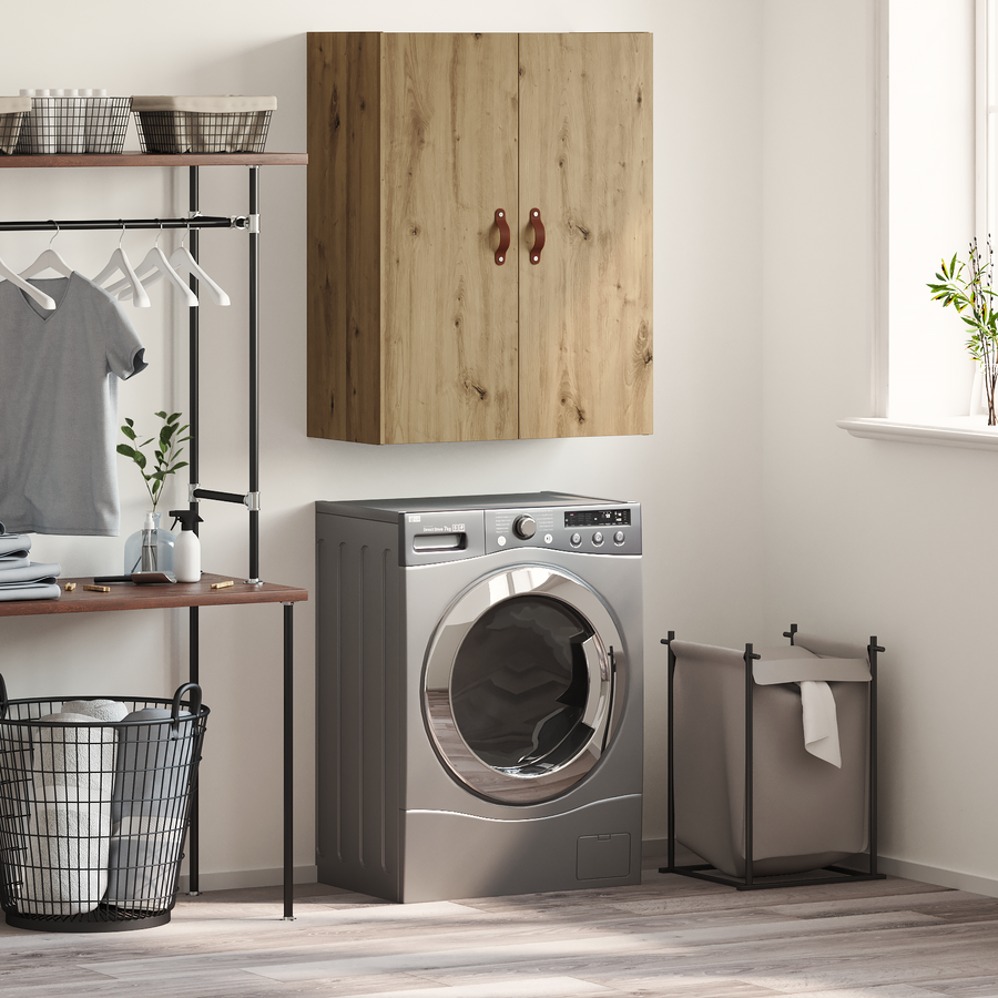 Wandkast met plank Wandgemonteerd met opslag met de deur Bruin 69.5 x 34 x 90 cm Bewerkt hout
