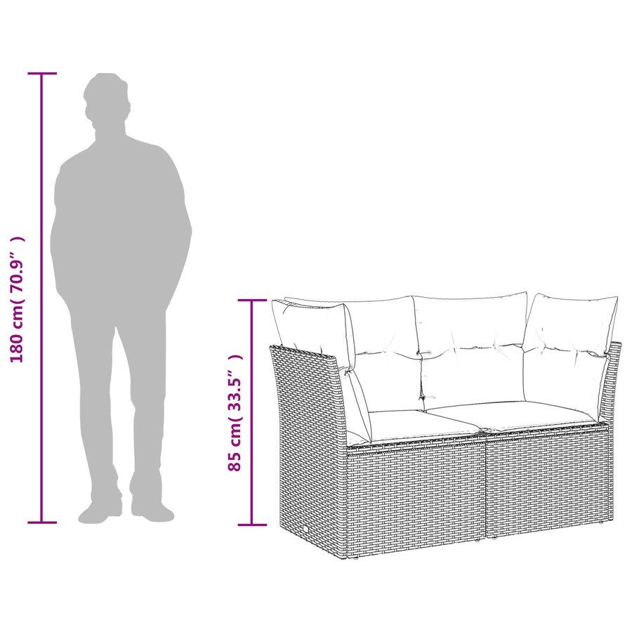| Tuin Sofa | met kussen Grijs 124 x 62 x 69cm poly rattan