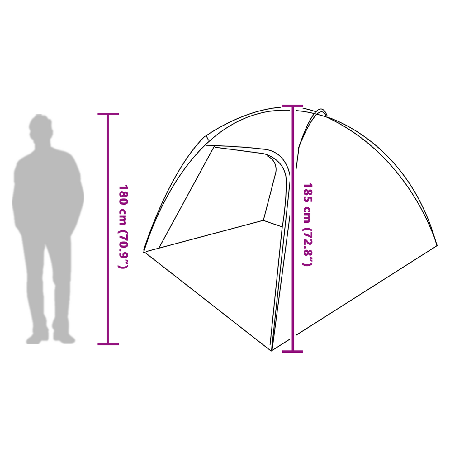Tent met dak Grijs en Oranje Large Polyester en glasvezel