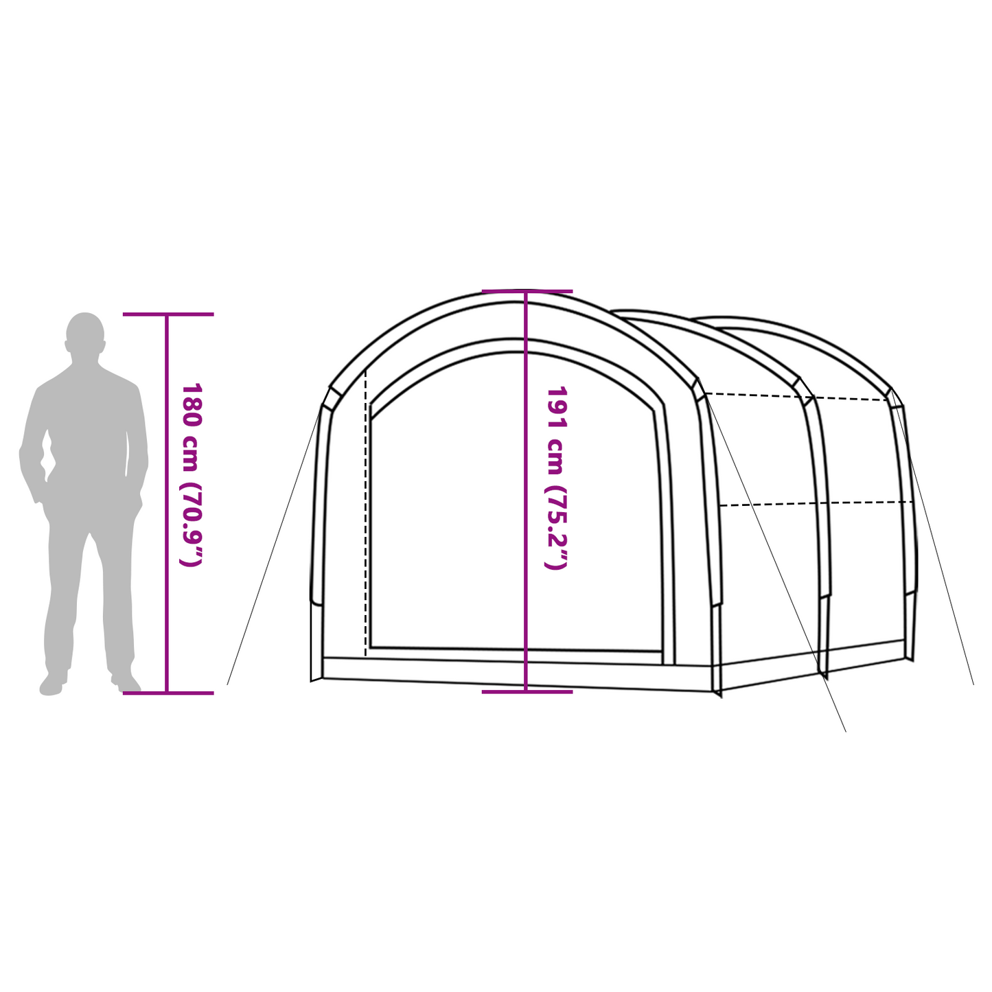Tent met dak met luchtopening Groen 268 x 240 x 191 cm