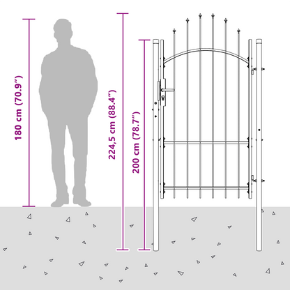 Tuinpoort met slot Grijs 170 x 100 cm 100 x 175 cm Staal