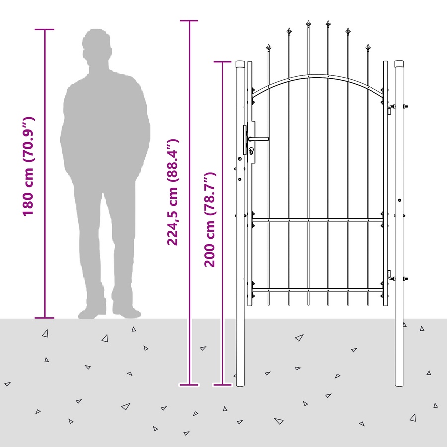 Tuinpoort met slot Grijs 170 x 100 cm 100 x 175 cm Staal