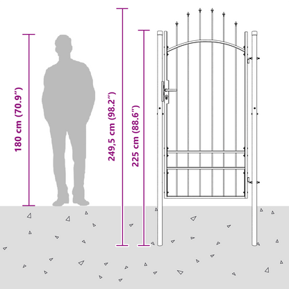 Tuinpoort met slot Grijs 200 x 100 cm 100 x 200 cm Staal