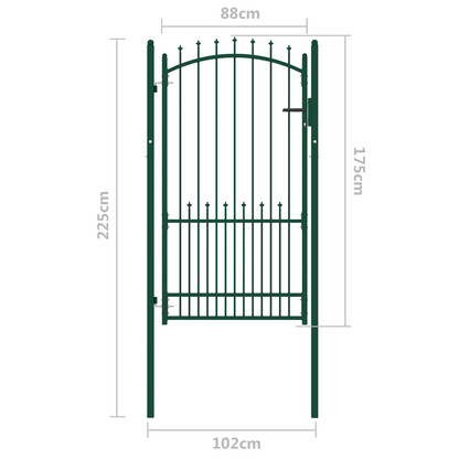 Poort met speerpunten 100x175 cm staal groen