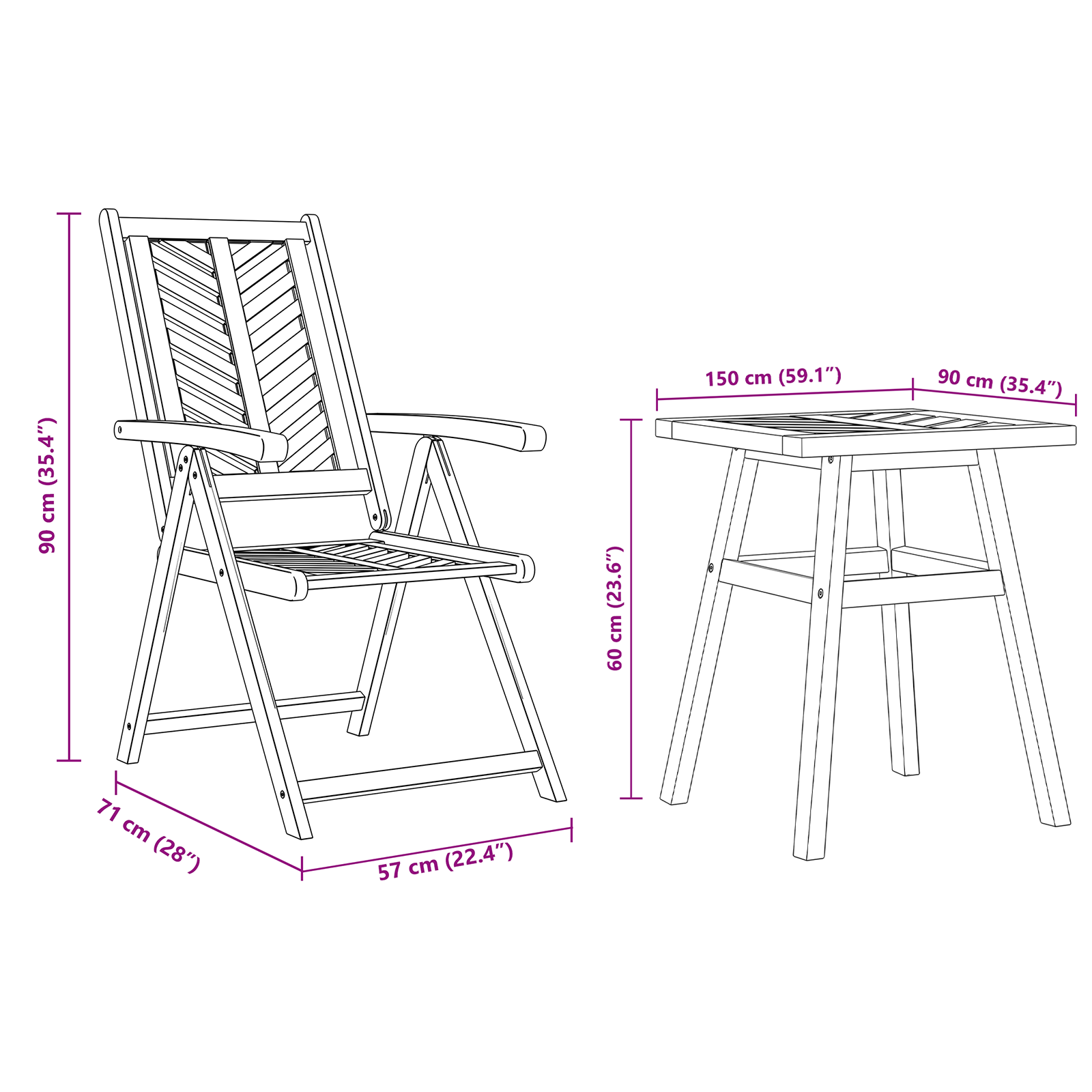 Tuin Bistro Set 3 pcs Bruin Massief acaciahout