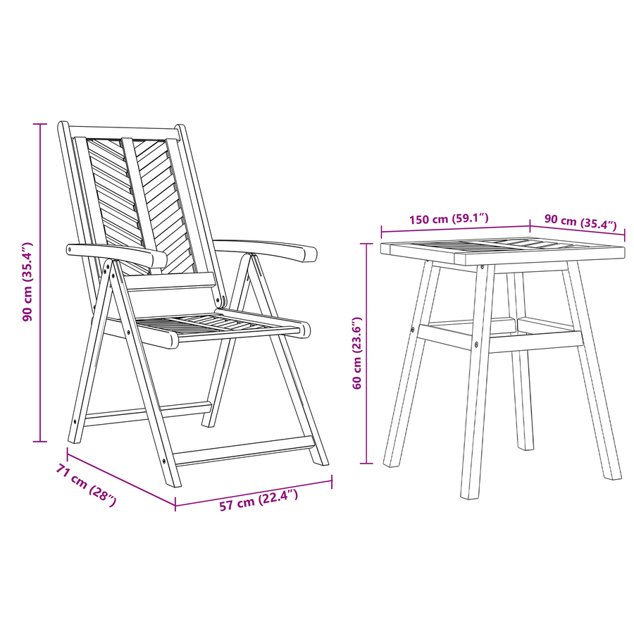 Tuin Bistro Set 3 pcs Bruin Massief acaciahout