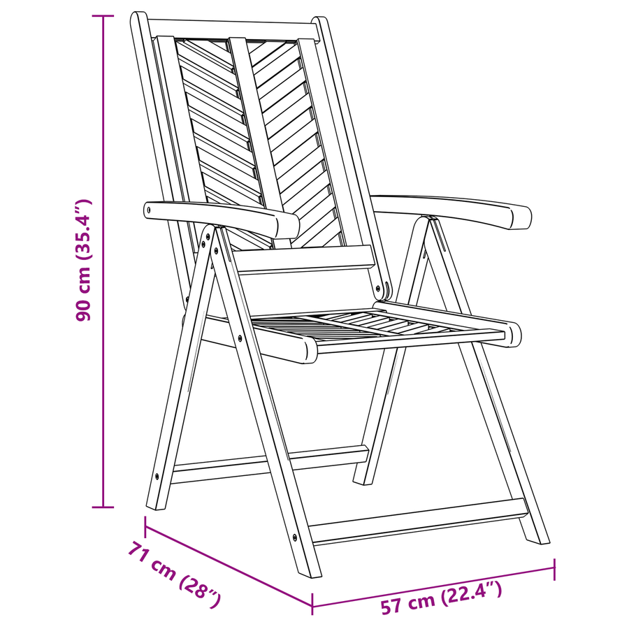 Liggende Tuinstoelen 8 stuks Massief Hout Acacia