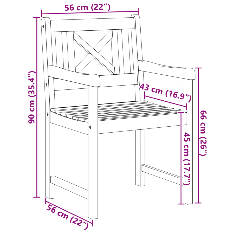 tuinmeubels 4 stuks 56x55.5x90 cm Massief hout Acacia